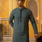 Embroidered Cotton Blend Kurta ( 65KO 5463Sea-Green S ) [FF] [H-10]