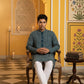Embroidered Cotton Blend Kurta ( 65KO 5463Sea-Green S ) [FF] [H-10]