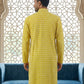 Embroidered Cotton Blend Kurta ( 65KO 5463Yellow S ) [FF] [H-10]