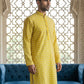Embroidered Cotton Blend Kurta ( 65KO 5463Yellow S ) [FF] [H-10]