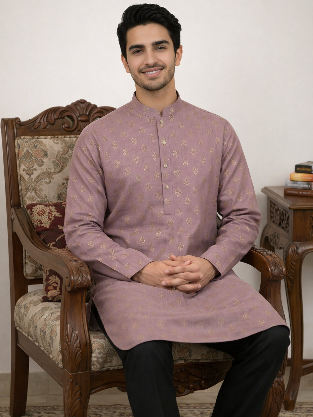 Classic Cotton Blend Foil Print Kurta ( 65KO 5464Magenta ) [FF] [A-1-4]