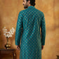Classic Cotton Blend Foil Print Kurta ( 65KO 5464Peacock S ) [FF] [A-1-4]