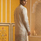 Men Silk Blend Embroidered Kurta ( 65KO 5466White S ) [FF] [Q-11-14]