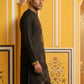 Men Embroidered Silk Blend Kurta ( 65KO 5467Black S )