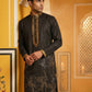 Men Embroidered Silk Blend Kurta ( 65KO 5467Black S )