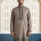 Men Embroidered Silk Blend Kurta ( 65KO 5468Brown ) [FF] [A-1-4]