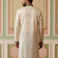 Men Embroidered Silk Blend Kurta ( 65KO 5468White S ) [FF] [A-1-4]