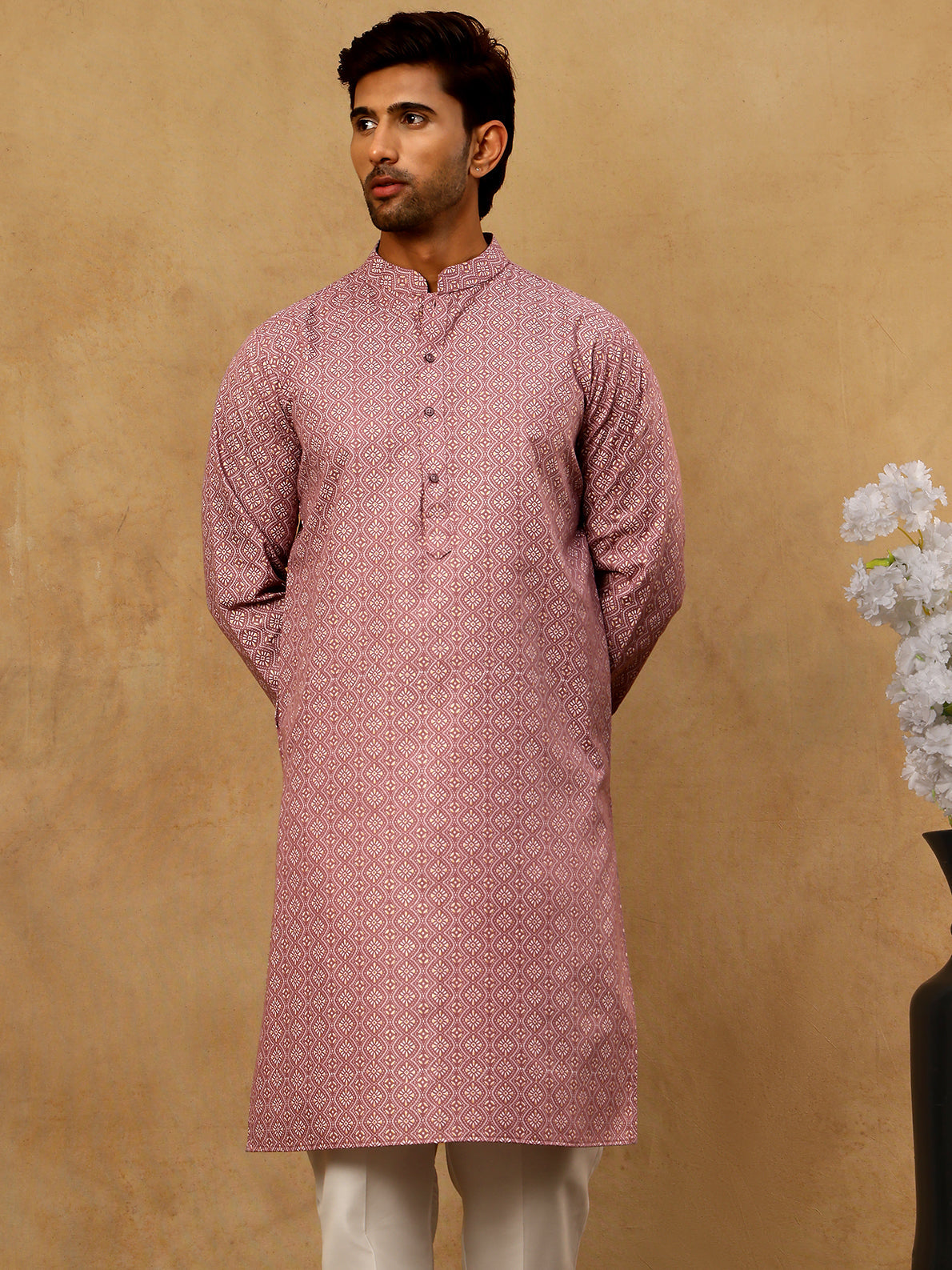 Traditional Printed Kurta for Men ( 65KO 5470Magenta )