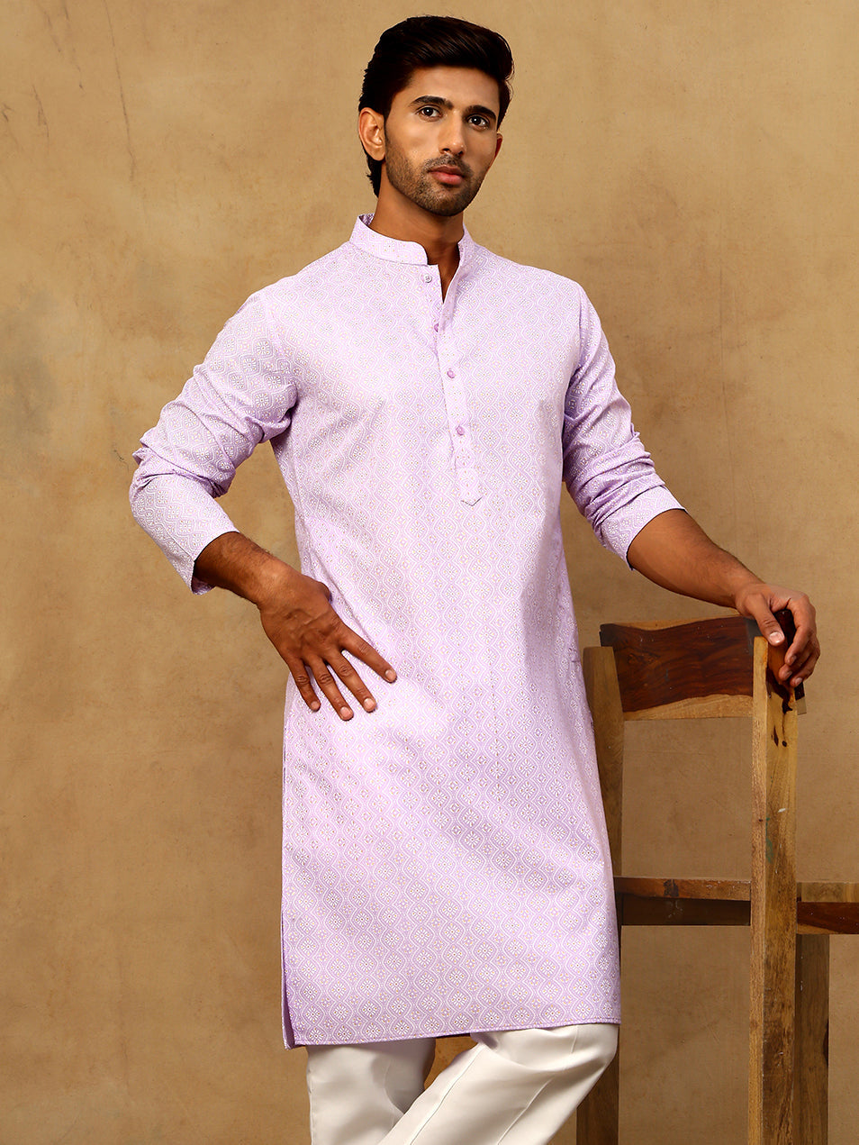 Traditional Printed Kurta for Men ( 65KO 5470Purple )