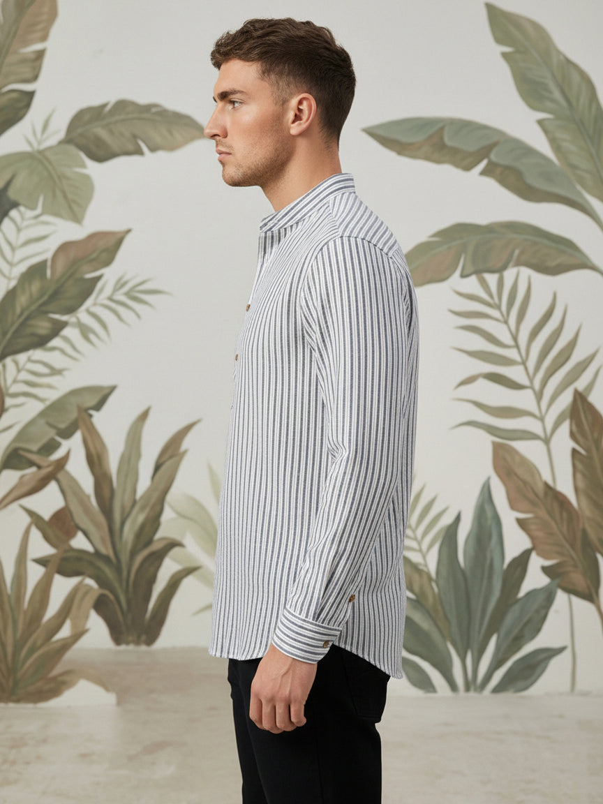 Men’s Charcoal Striped Short Kurta ( 65KO 5471Charcoal S ) [FF] [K-14]