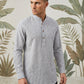 Men’s Charcoal Striped Short Kurta ( 65KO 5471Charcoal S ) [FF] [K-14]