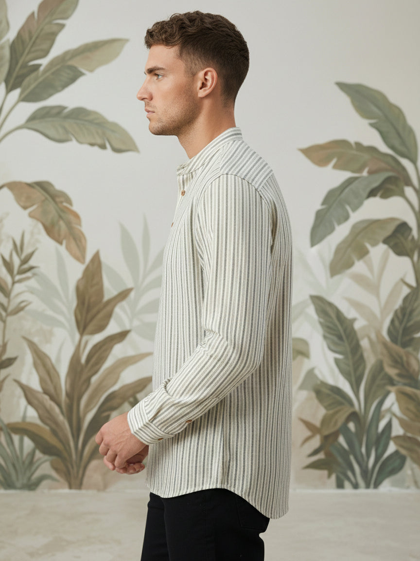 Men’s Grey Striped Short Kurta ( 65KO 5471Grey S ) [FF] [K-14]