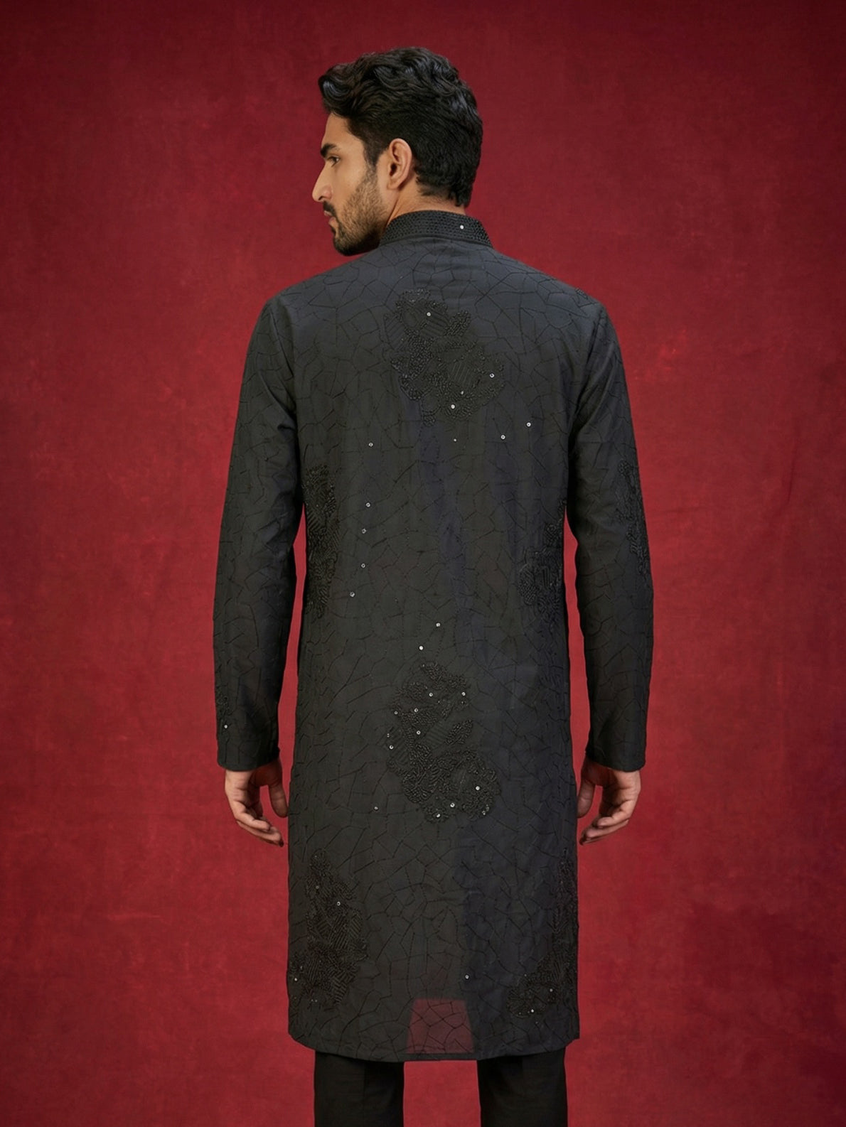 Men Black Embroidered Festive Kurta ( 65KO 5472Black S ) [FF] [Q-11-14]