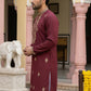 Men Japanese Fabric Embroidered Kurta ( 65KO 5473Maroon S ) [FF] [H-10]