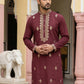 Men Japanese Fabric Embroidered Kurta ( 65KO 5473Maroon S ) [FF] [H-10]