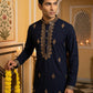 Men Japanese Fabric Embroidered Kurta ( 65KO 5473Navy S ) [FF] [H-10]