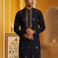 Men Japanese Fabric Embroidered Kurta ( 65KO 5473Navy S ) [FF] [H-10]