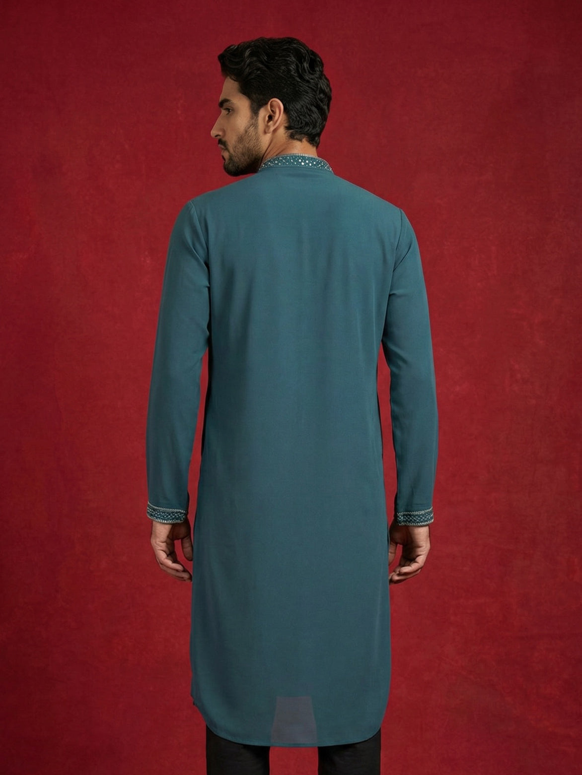 Men Japanese Imported Embroidered Kurta ( 65KO 5474Blue S ) [FF] [I-1]