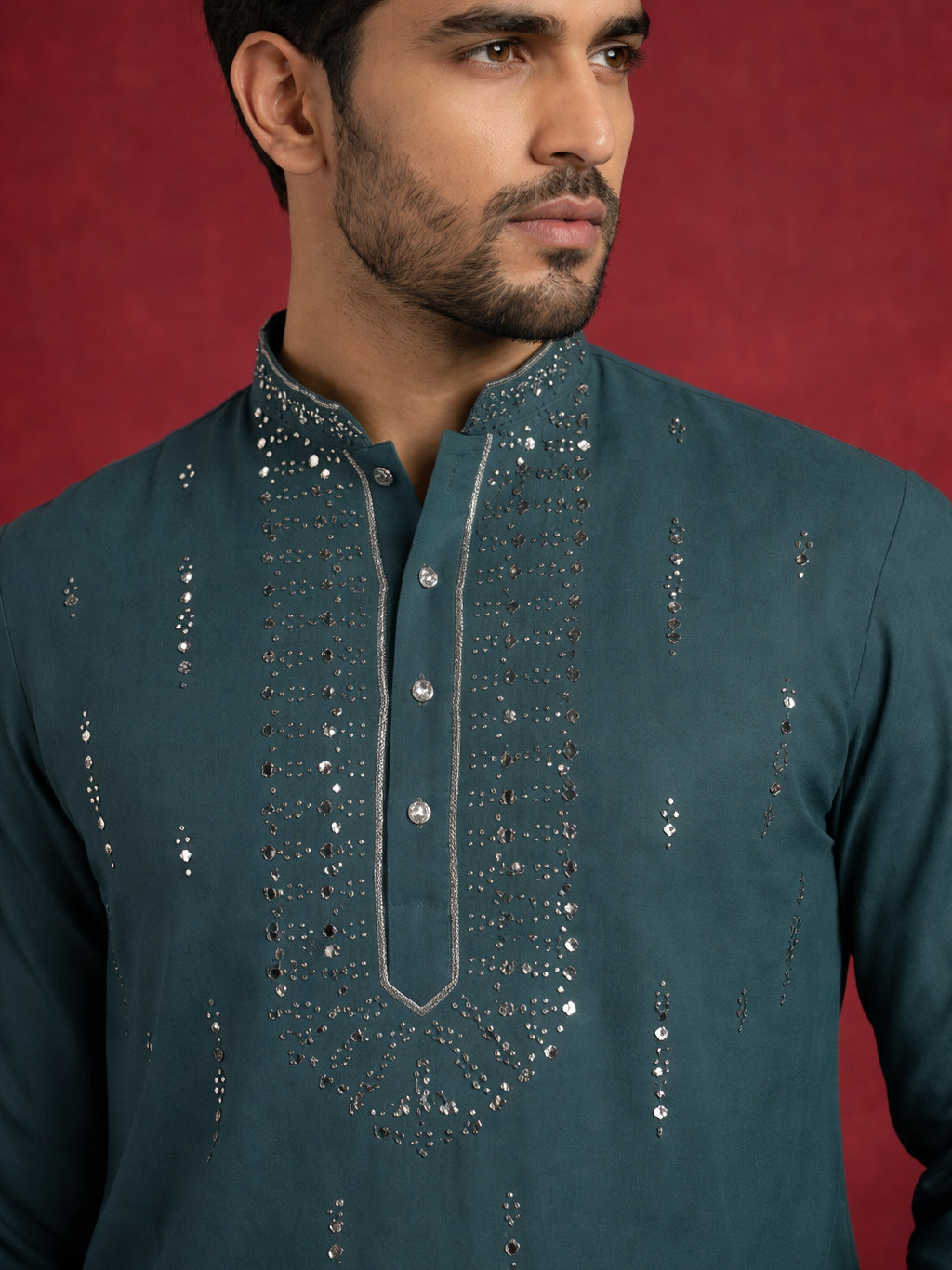 Men Japanese Imported Embroidered Kurta ( 65KO 5474Blue S ) [FF] [I-1]