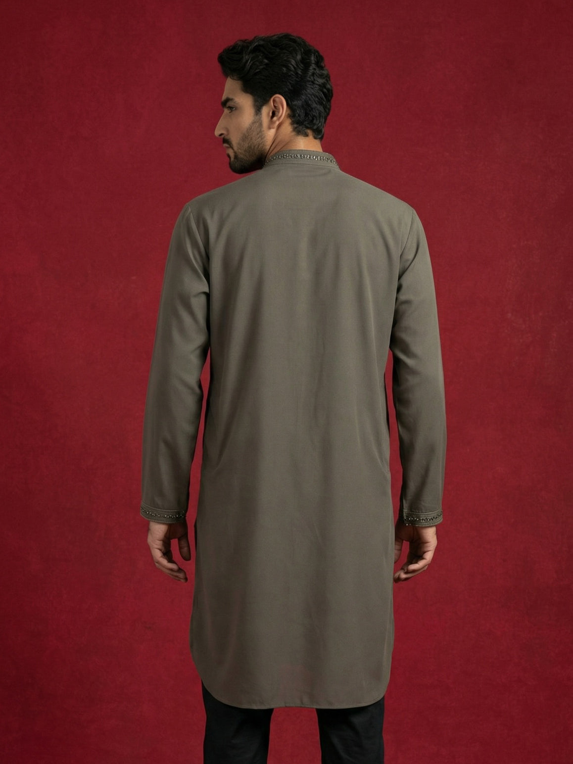Men Japanese Imported Embroidered Kurta ( 65KO 5474Brown S ) [FF] [I-1]