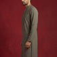 Men Japanese Imported Embroidered Kurta ( 65KO 5474Brown S ) [FF] [I-1]