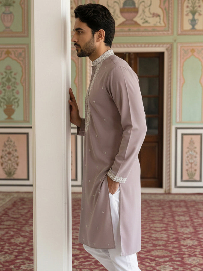 Men Japanese Fabric Embroidered Kurta ( 65KO 5475Magenta S )
