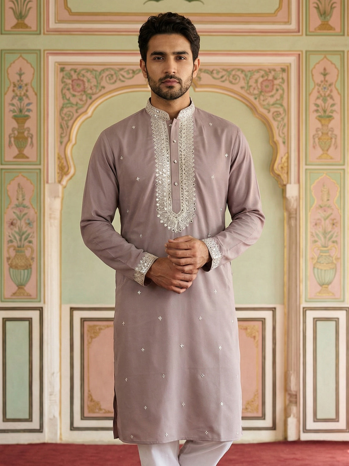 Men Japanese Fabric Embroidered Kurta ( 65KO 5475Magenta S )