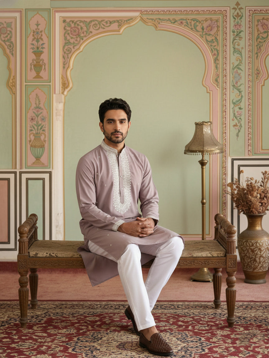 Men Japanese Fabric Embroidered Kurta ( 65KO 5475Magenta S )