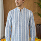 Stripe Pattern Cotton Blend Ethnic Kurta ( 65KO 5482White S ) [FF] [K-13]