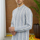 Stripe Pattern Cotton Blend Ethnic Kurta ( 65KO 5482White S ) [FF] [K-13]