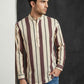 Men Traditional Stripe Printed Short Kurta ( 65KO 5484Coffee S ) [FF] [ A13 ]