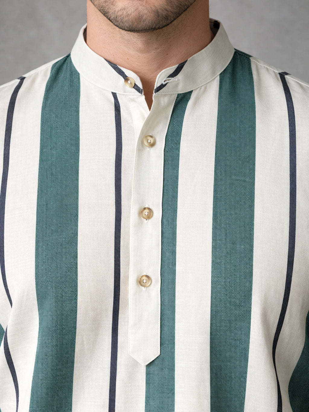 Men Traditional Stripe Printed Short Kurta ( 65SK 5484Green ) [FF] [K-13]