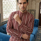 Stripe Pattern Cotton Blend Ethnic Kurta ( 65KO 5485Rust S ) [FF] [K-13]
