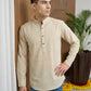 Men Striped Pure Cotton Short Kurta ( 65KO 5487Beige S ) [FF] [K-13]