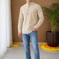 Men Striped Pure Cotton Short Kurta ( 65KO 5487Beige S ) [FF] [K-13]