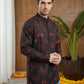 Men Classic Floral Design Short Kurta ( 65KO 5493Black S ) [FF] [K-13]