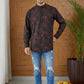 Men Classic Floral Design Short Kurta ( 65KO 5493Black S ) [FF] [K-13]