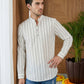 Men Cotton Blend Striped Short Kurta ( 65KO 5494White S ) [FF] [D-1]