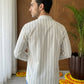 Men Cotton Blend Striped Short Kurta ( 65KO 5494White S ) [FF] [D-1]