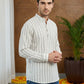 Men Cotton Blend Striped Short Kurta ( 65KO 5494White S ) [FF] [D-1]