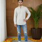 Men Cotton Blend Striped Short Kurta ( 65KO 5494White S ) [FF] [D-1]