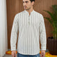Men Cotton Blend Striped Short Kurta ( 65KO 5494White S ) [FF] [D-1]