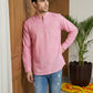 Men Striped Cotton Blend Short Kurta ( 65KO 5495Pink S ) [FF] [K-14]