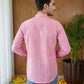 Men Striped Cotton Blend Short Kurta ( 65KO 5495Pink S ) [FF] [K-14]