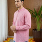 Men Striped Cotton Blend Short Kurta ( 65KO 5495Pink S ) [FF] [K-14]