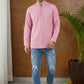 Men Striped Cotton Blend Short Kurta ( 65KO 5495Pink S ) [FF] [K-14]