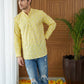 Men Printed Cotton Blend Short Kurta ( 65KO 5496Yellow S ) [FF] [A-14]