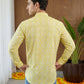 Men Printed Cotton Blend Short Kurta ( 65KO 5496Yellow S ) [FF] [A-14]