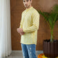 Men Printed Cotton Blend Short Kurta ( 65KO 5496Yellow S ) [FF] [A-14]