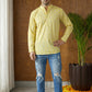 Men Printed Cotton Blend Short Kurta ( 65KO 5496Yellow S ) [FF] [A-14]